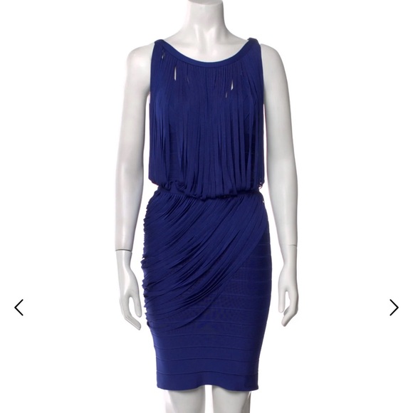 Herve Leger Vibrant Blue Asymmetrical Dress